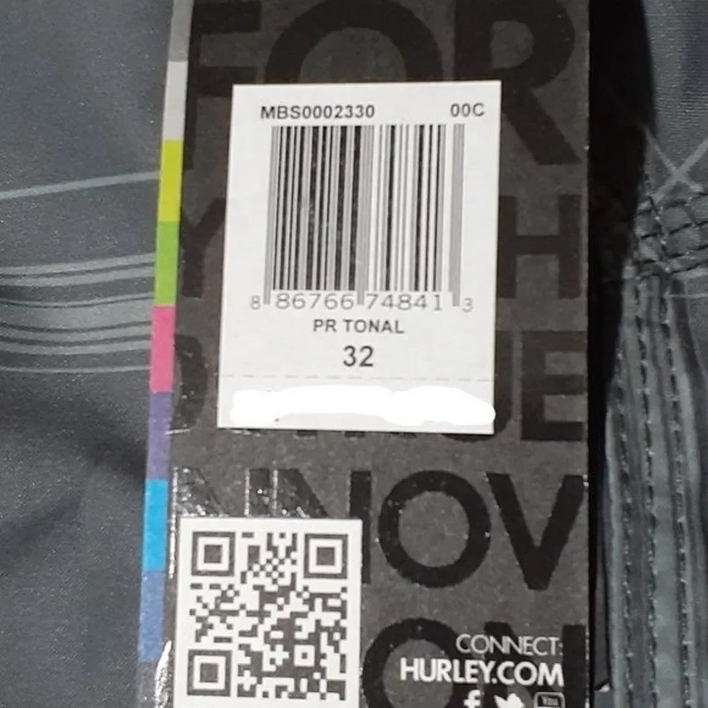 Hurley Men's Board Shorts Grey Plaid Side Pocket Sz 32